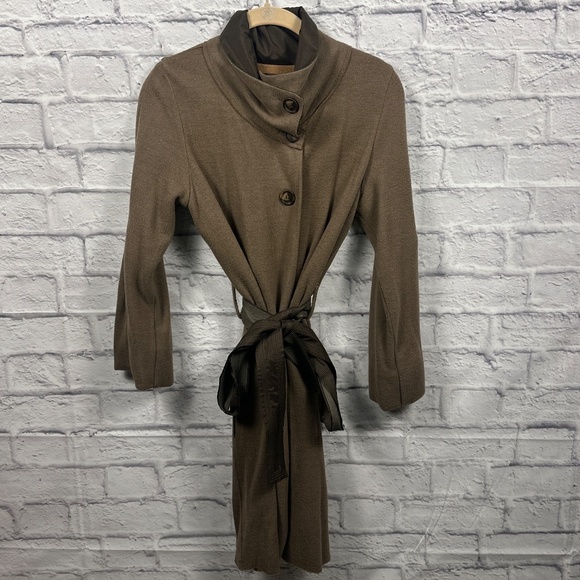 A Common Thread Taupe Belted Coat – Asymmetrical Button Front - Picture 6 of 14